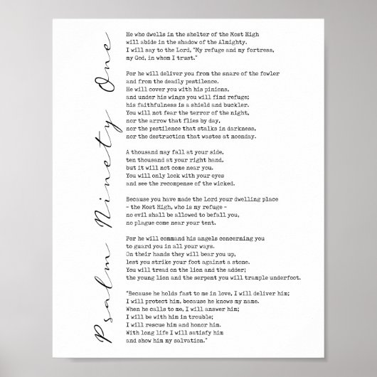 Psalm 91 Wall Art Poster (Voorkant)