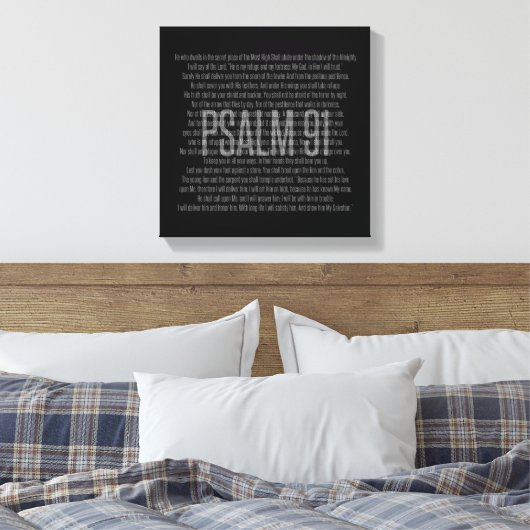 Psalm 91 zwart-witscripts Modern Wall Art Canvas Afdruk (Insitu (Slaapkamer))