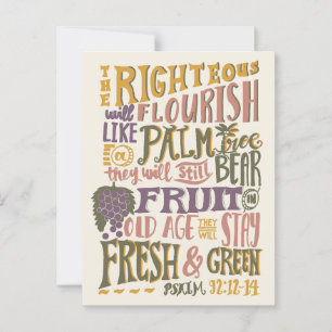 Psalm 92:12-14 Antieke Grootmoeder Handlettering Briefkaart
