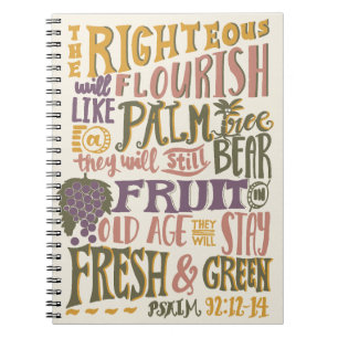 Psalm 92:12-14 handschrift Bijbelvers Notitieboek