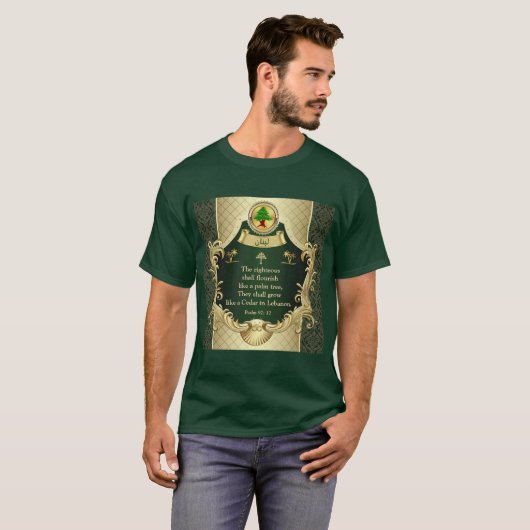 Psalm 92:12 Maronitische kerk Cedar of Libanon T-shirt (Voorkant volledig)