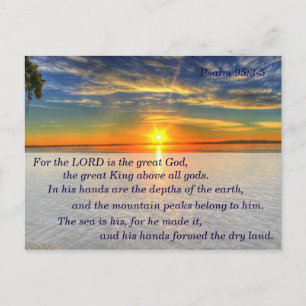 Psalm 95:3-5 Christelijke Schrift Geheugen Kaart