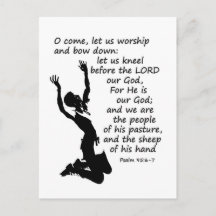 Psalm 95:6-7 Laten we bidden en buigen