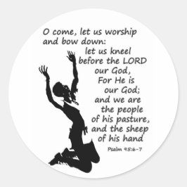 Psalm 95:6-7 Laten we bidden en buigen Ronde Sticker