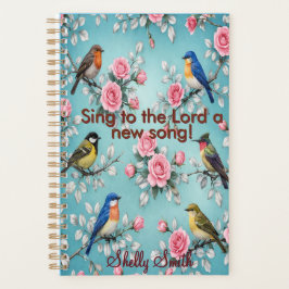 Psalm 96:1 Gepersonaliseerde bloem vogel planner