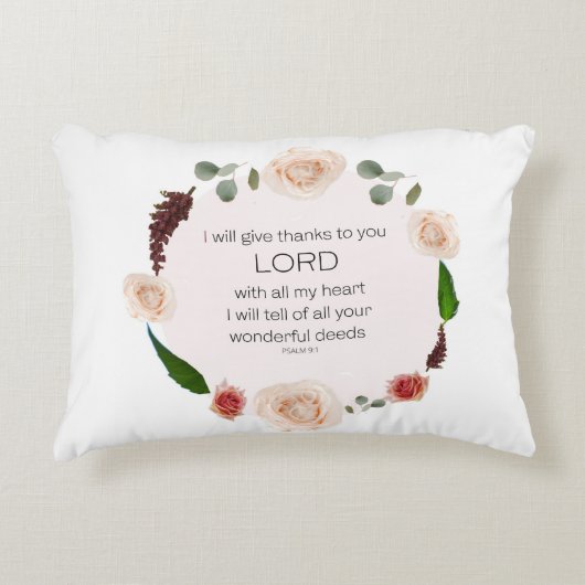 Psalm 9:1, Bijbelversie, Accent PIllow Kussen (Voorkant)