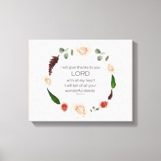 Psalm 9:1, Bijbelversie Canvas Afdruk (Voorkant)