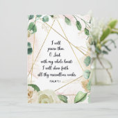 Psalm 9:1, ik zal u, Manuscript, Bijbel opheffen Bedankkaart (Staand voorkant)