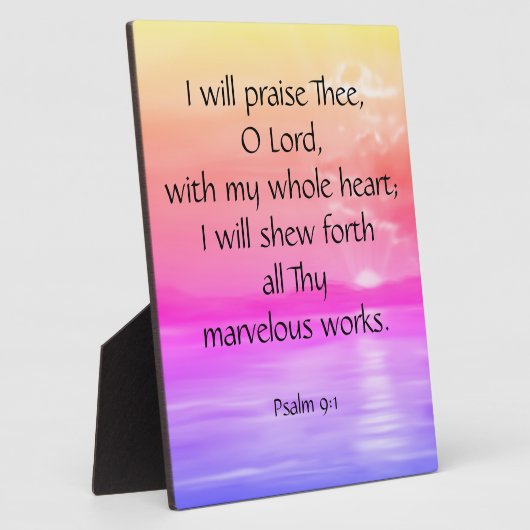 Psalm 9:1 Plaque Fotoplaat (Zijkant)