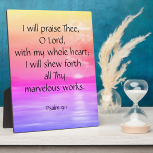 Psalm 9:1 Plaque Fotoplaat