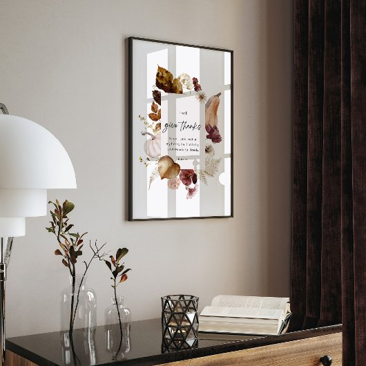 Psalm 9:1 Scripture Poster – Give Thanks Christian