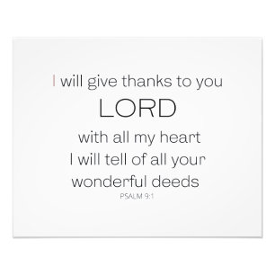 Psalm 9, ik zal u bedankt geven LORD, Foto Afdruk