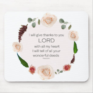 Psalm 9, zal al uw wonderbaarlijke Dingen Floral v Muismat