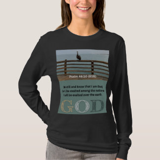 Psalm Bericht - Psalm 46-10 - Lange mouw Zwart T-shirt