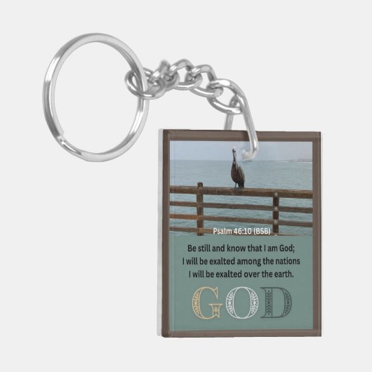 Psalm Bericht - Psalm 46-10 - Vierkant Acryl Sleutelhanger (Voorkant Links)