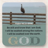 Psalm Bericht - Psalm 46-10 - Vierkant Bier Onderzetter (Voorkant)