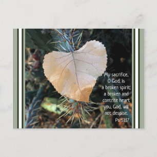 Psalm Broken en Contrite Heart Leaf Briefkaart