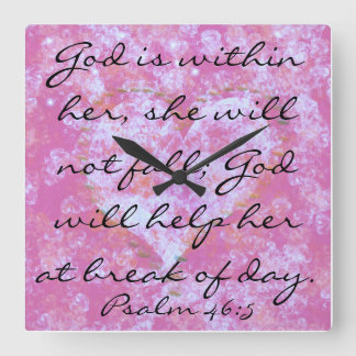 Psalm scriptie God zit in haar muurklok Vierkante Klok