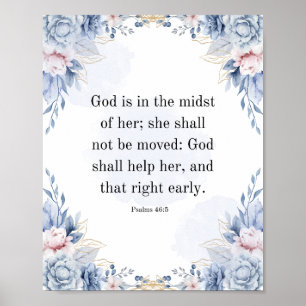 Psalmen 46:5 Bijbelvers God Is Binnen Haar KJV Poster