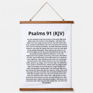 Psalmen 91 (KJV). Schrift citaat. Zwart-Wit Hangend Wandkleed