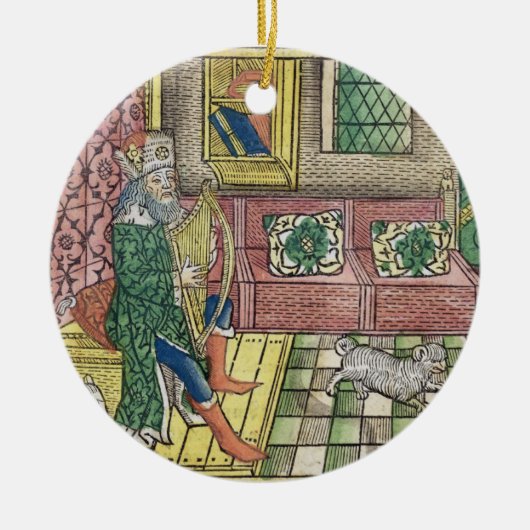 Psalmen: frontispiece die King David laat zien ter Keramisch Ornament (Voorkant)