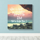 Psalmen: Wanneer mijn hart overweldigd bijbel vers Canvas Afdruk (Insitu (Houten vloer))