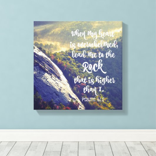 Psalmen: Wanneer mijn Hart Overweldigd Vers is Canvas Afdruk (Insitu (Houten vloer))