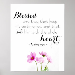 Psalms 119:2 Bijbel Verse Christelijk Poster