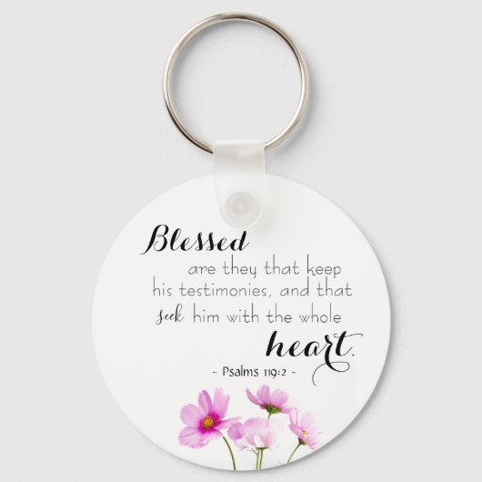 Psalms 119:2 Christelijke Sleutelhanger met script (Voorkant)