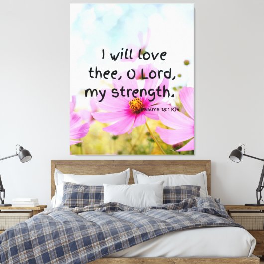 Psalms 18:1 Bijbelverse KJV Pic Wall Art Canvas Afdruk (Insitu (Slaapkamer))