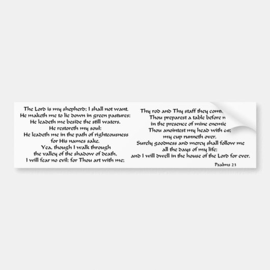 Psalms 23 bumpersticker (Voorkant)
