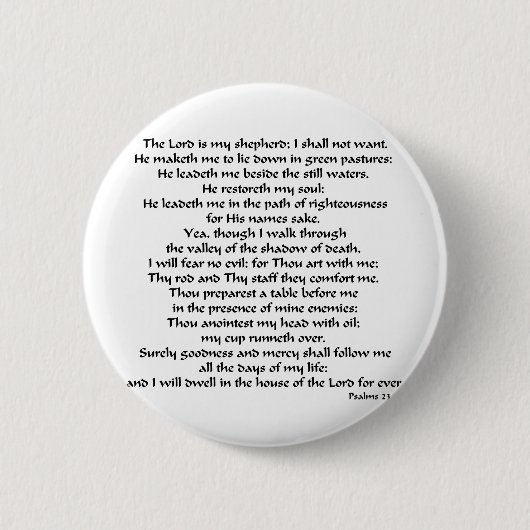 Psalms 23 ronde button 5,7 cm (Voorkant)