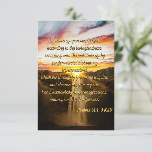 Psalms 51:1-3 Bijbel Verse Scripture Flatgroet Kaart (Staand voorkant)
