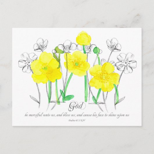 Psalms 67 Scripture Prayer Kaart Yellow Buttercup (Voorkant)
