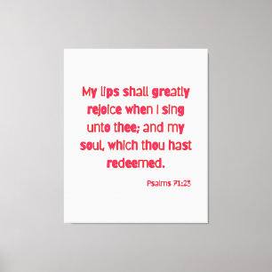 Psalms 71:23 Bijbelverse KJV Wall Art Canvas Afdruk