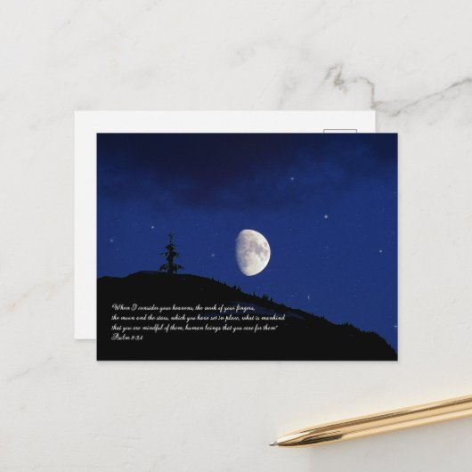 Psalms 8:3,4 Inspirerend voor scripts Briefkaart (Voorkant / Achterkant in situ)