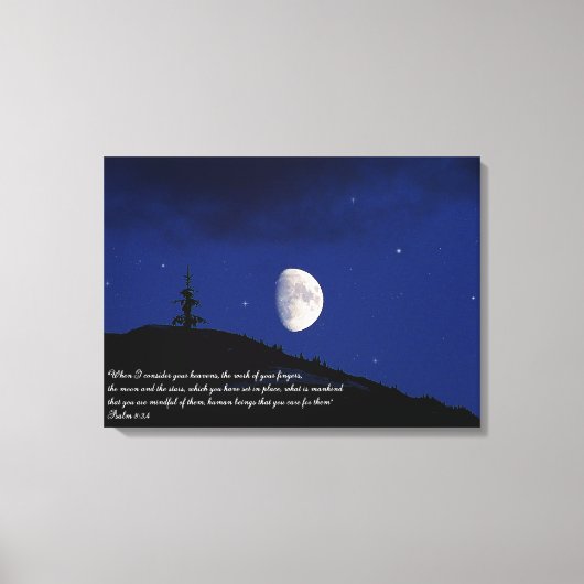 Psalms 8:3,4 Inspirerend voor scripts Canvas Afdruk (Voorkant)