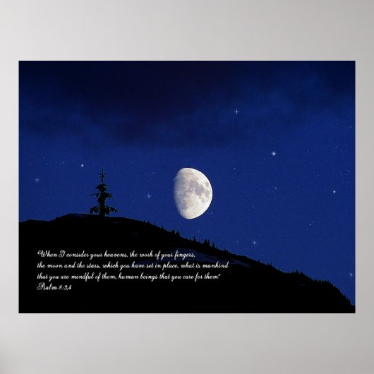 Psalms 8:3,4 Inspirerend voor scripts Poster (Voorkant)
