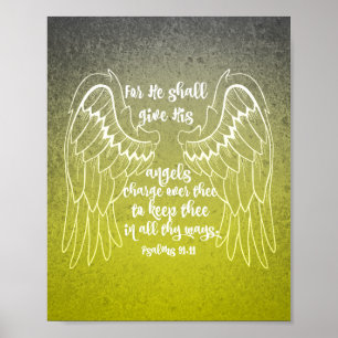 Psalms 91.11 Angels Bible Verse Poster