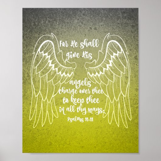 Psalms 91.11 Angels Bible Verse Poster (Voorkant)