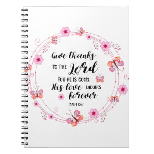 Psalms Devotional Christelijk Bijbel Verse Pink Fl Notitieboek