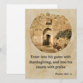 Psaume 100:4 sur une belle carte de voeux biblique (Devant / Derrière)