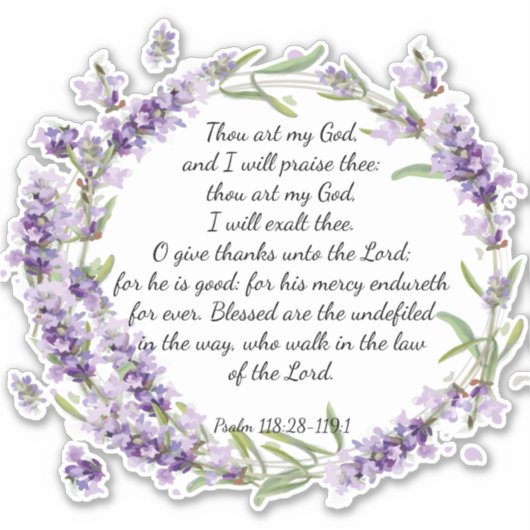Psaume 118 : 28-119:1 autocollant (Devant)