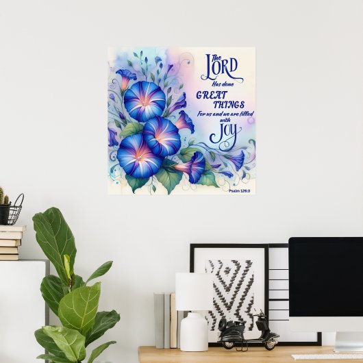 Psaume 126:3 Affiche chrétienne (Bureau à domicile)