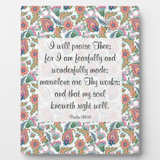 Psaume 139:14 Plaque (Devant)