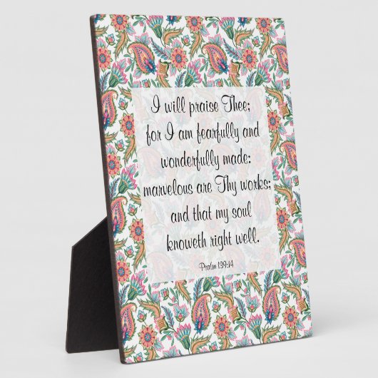 Psaume 139:14 Plaque (Côté)