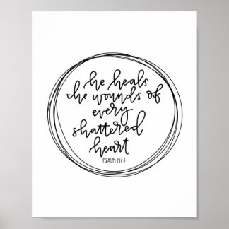 Psaume 147:3 - Il guérit les blessures - Poster