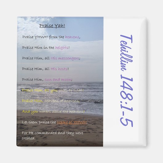 Psaume 148:1-5 Citation Écriture Aimant frigo (Devant)