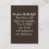 Psaume 18:28 Cartes KJV - Éclairer Mon Obscurité (Dos)