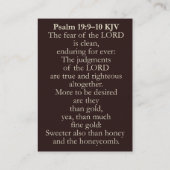 Psaume 19:9-10 Cartes KJV - Plus doux que le miel (Dos)